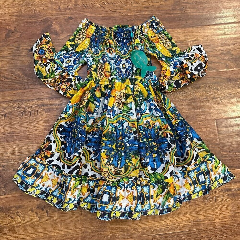 NWT antica sartoria by giacomo cinque smocked shirred midi dress